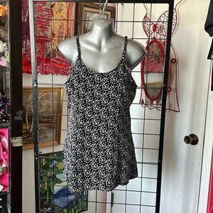 basic editions white black floral one piece swimsuit